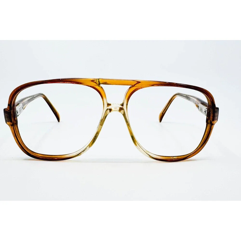 Safilo Elasta 1030 Eyeglass Frames Mens Brown Aviator Double Bridge Italy 56-16